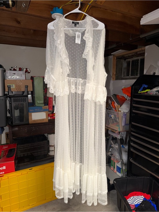 torrid Tops - torrid Sheer Cream Ruffle Duster